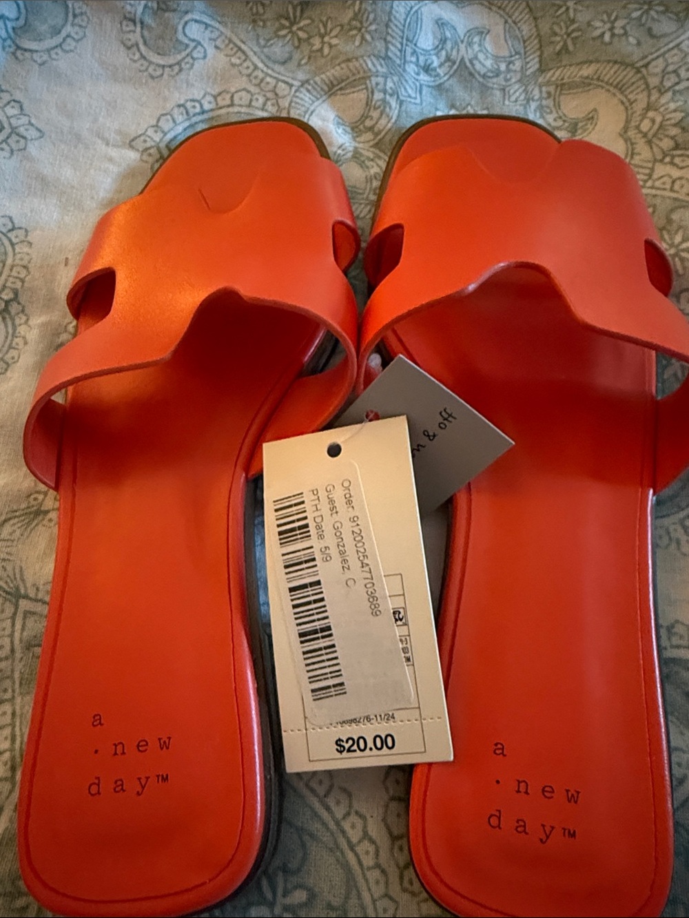 a new day Red-Orange Slide Sandals